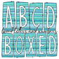 Blue Tripe Turquoise Box Doodle Letters, Western Hand Drawn Doodle Alphabet Set, Sublimation Designs PNG - 1400