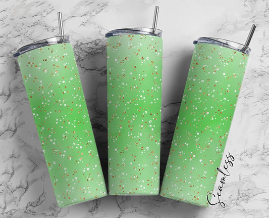 Dots On Green Background 20oz Tumbler Wrap, Seamless Skinny Tumbler, Sublimation Design PNG - 667