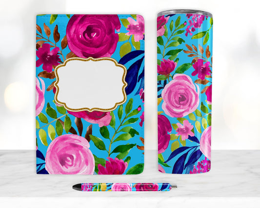 Roses Floral Sublimation Bundle, Journal Template, 20oz Sublimation Tumbler Design, Pen Wrap Water Slide Epoxy Waterslide Pen Wrap PNG