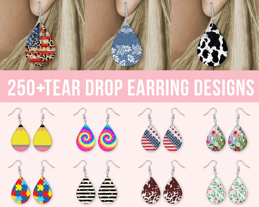 250+ Tear Drop Earring Sublimation Design Bundle, Earring Bundle, Sublimation Earring Blanks Designs, Teardrop Earring Designs