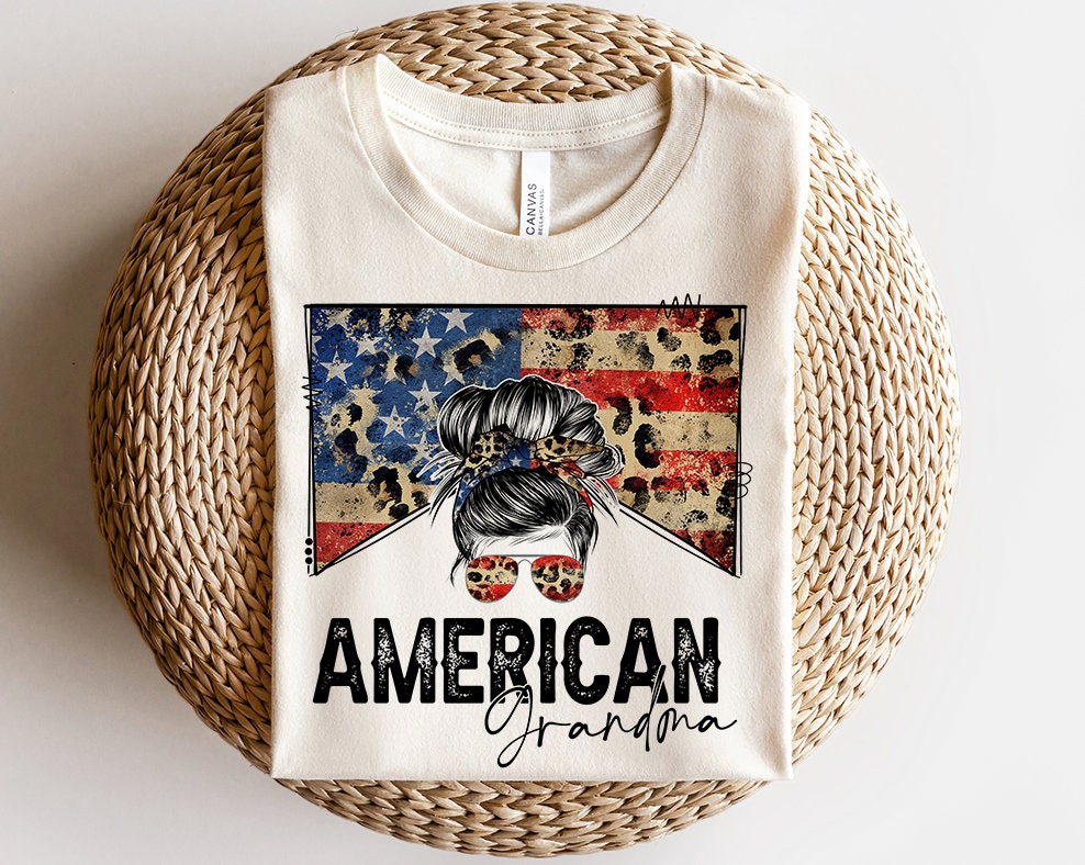 USA American GRANDMA Sublimation Design, Country Mama, Western Sublimation Designs, Instant Download, Mom Bun, Messy Bun PNG