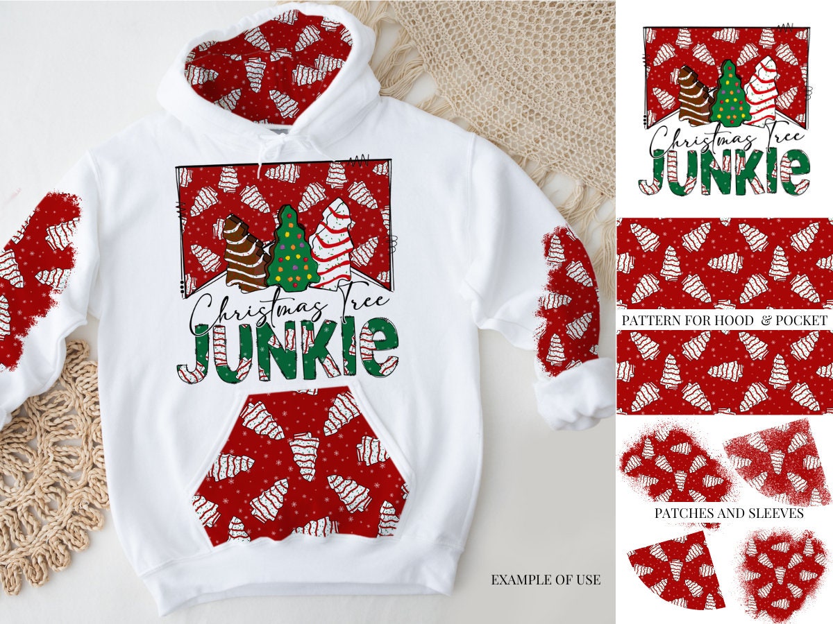 Christmas tree Cake Junkie Matching Bleach Patches and Pattern PNG, Christmas Designs Png, Christmas Tree Cake Obsessed Lover Sublimation