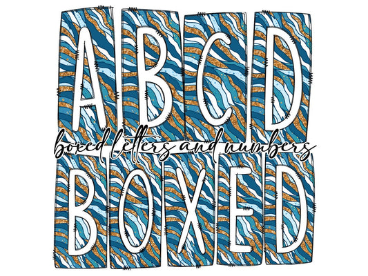 Retro Agate Stripe Box Doodle Letters, Western Hand Drawn Doodle Alphabet Set, Sublimation Designs PNG - Ret1107