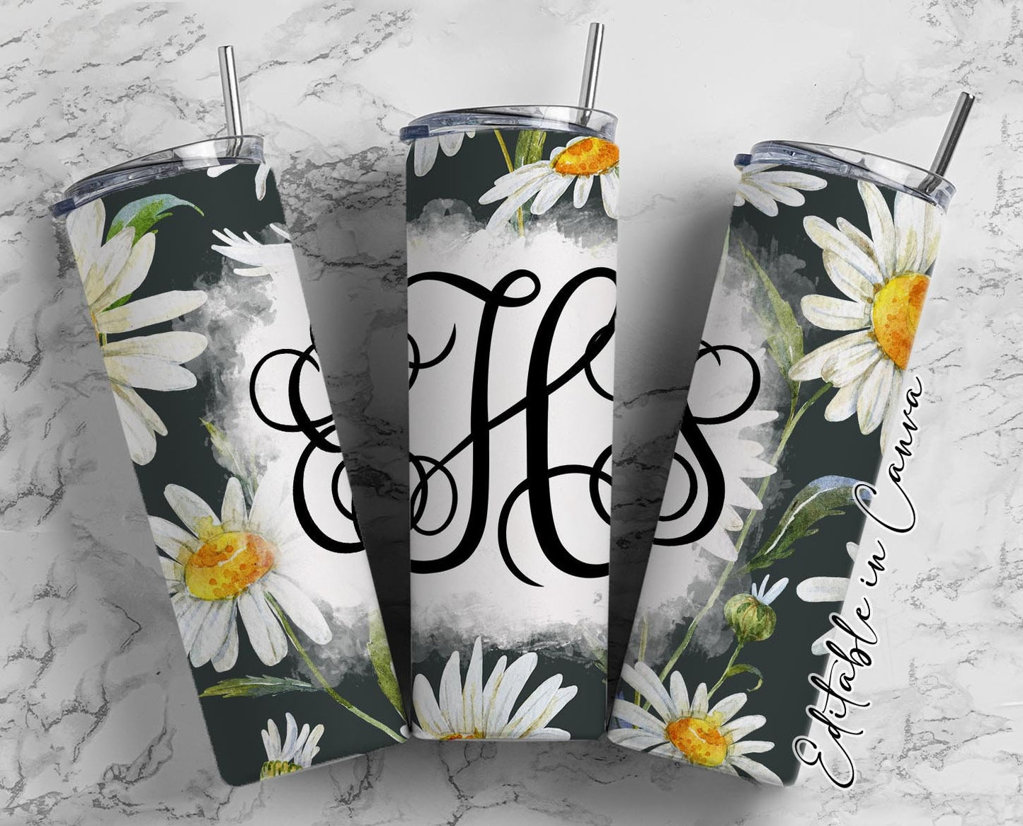 EDITABLE Floral Monogram 20oz Straight Tumbler Wrap Designs, Make Your Own Custom Peronalized Design, Flowers Easy Canva Tempalte (2023-01-04 10.00.58)