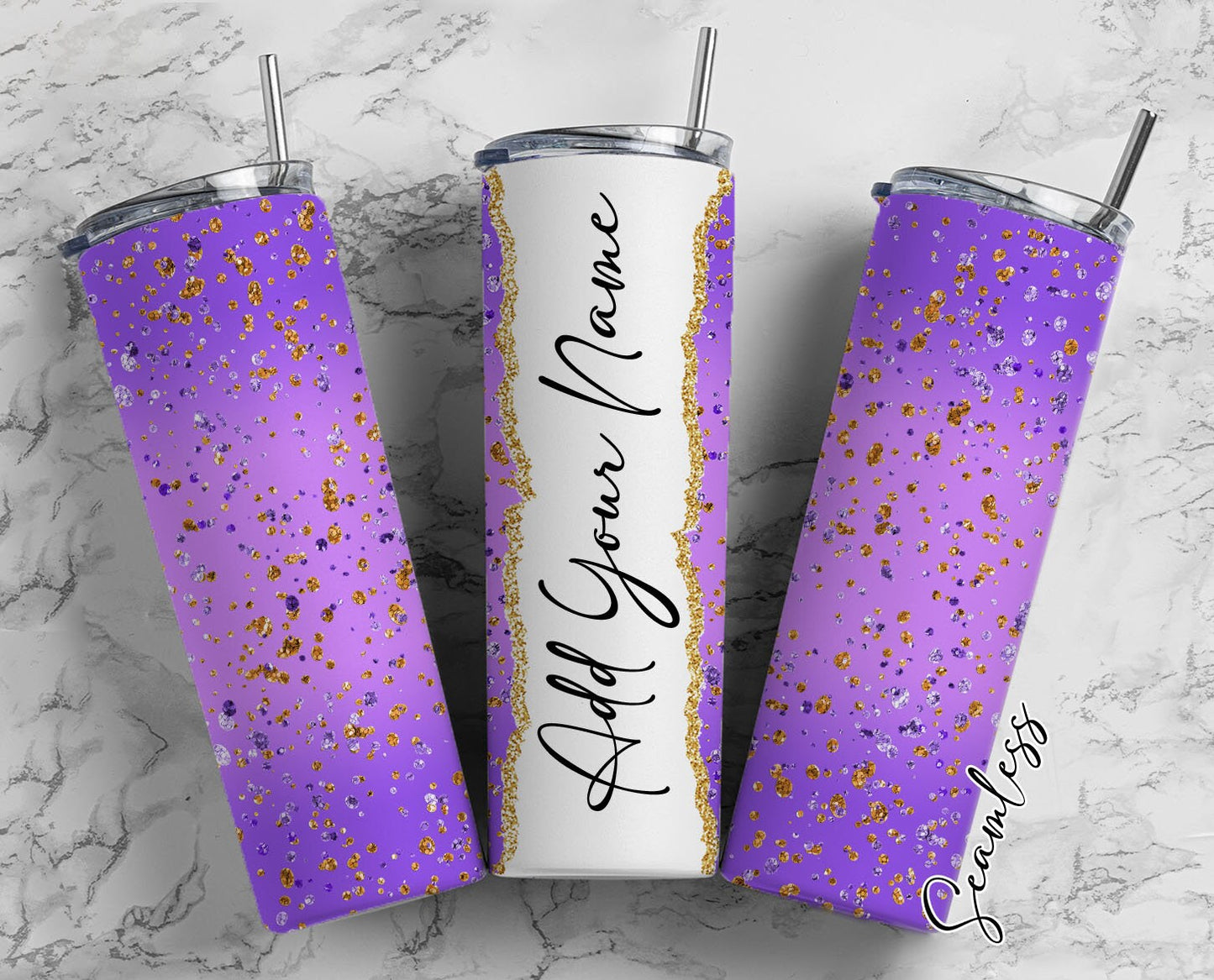 Purple Gradient, Purple Design, Purple Ombre Add Your Own Name, 20oz Sublimation Tumbler Designs, Skinny Tumbler Wraps Template - 1506