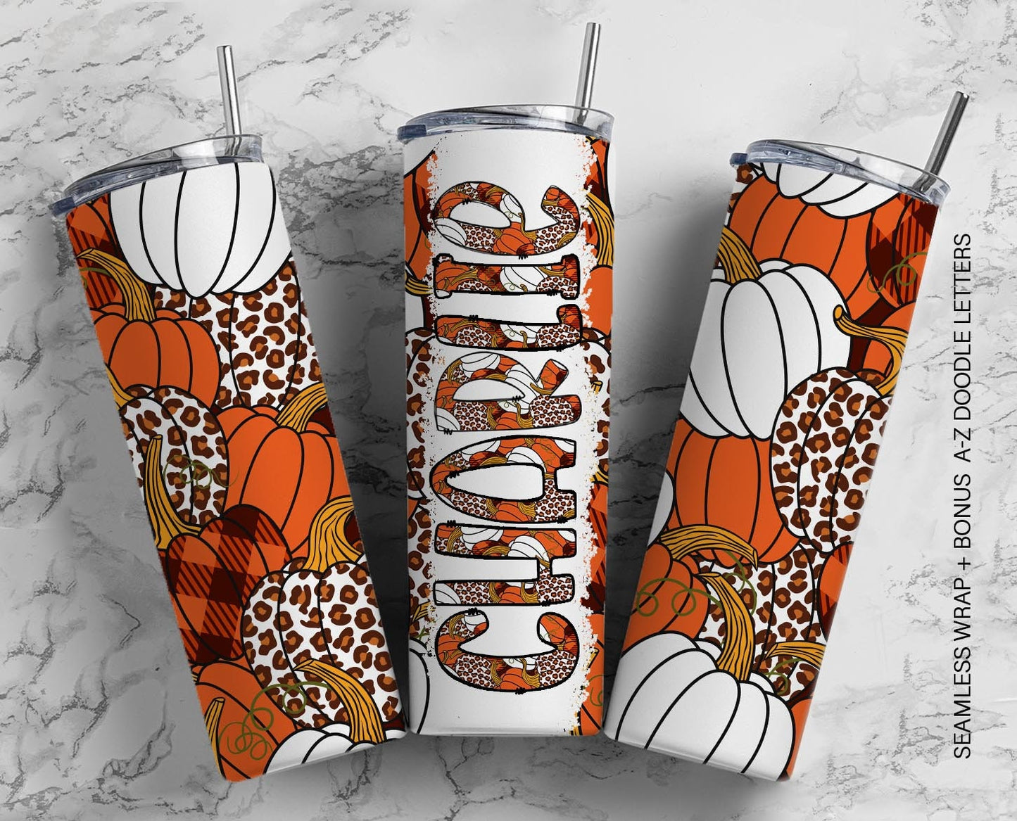 20oz Tumbler Wrap with Matching Doodle Letter Alphabet PNG DESIGN 64