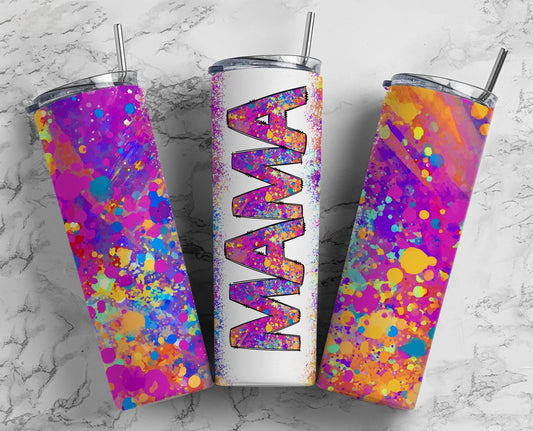 Splatter Mama Seamless 20oz Sublimation Tumbler, Mothers Day Straight tumbler, Mama Tumbler, Seamless Tumbler Mom Tumbler Wrap PNG