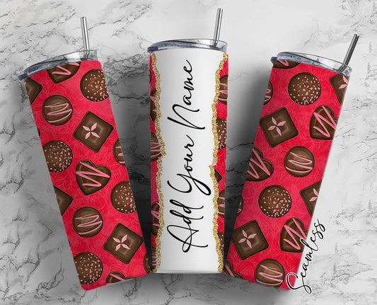 Chocolate Pattern, Chocolate Design, Chocolate Add Your Own Name, 20oz Sublimation Tumbler Designs, Skinny Tumbler Wraps Template - 1532