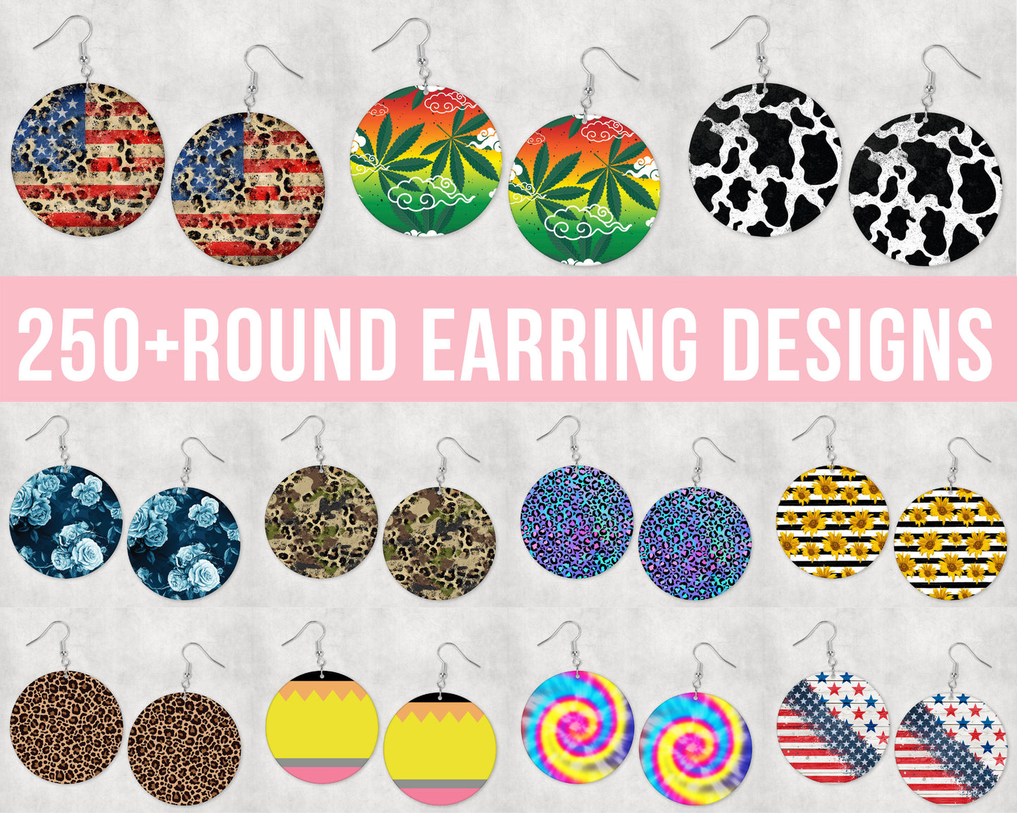 250+ Round Earring Sublimation Designs Bundle, Circle Sublimation Jewelry, Sublimate Earring Template, Commercial Use Earrings PNG,