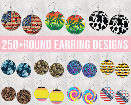 250+ Round Earring Sublimation Designs Bundle, Circle Sublimation Jewelry, Sublimate Earring Template, Commercial Use Earrings PNG,