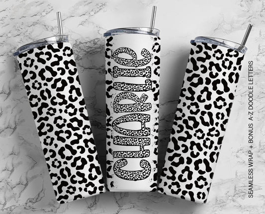 20oz Tumbler Wrap with Matching Doodle Letter Alphabet PNG DESIGN 51