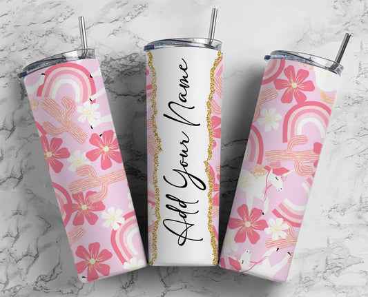 Floral Add Your Own Text Name Monogram Sublimation Tumbler Designs Wrap - 20oz Skinny Tumbler Wraps Templates - PNG 54 PATTERN