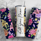 Flower On Black Background, Flower, Flower Pattern Add Your Own Name, 20oz Sublimation Tumbler Designs, Skinny Tumbler Wraps Template - 1990