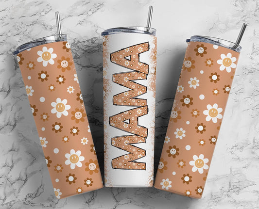 Retro Floral Mama Seamless 20oz Sublimation Tumbler, Mothers Day 20oz straight tumbler, Mama Tumbler, Seamless Tumbler, Mom Tumbler Wrap PNG