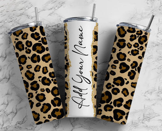 Leopard Print Add Your Own Text Name Monogram Sublimation Tumbler Designs Floral - 20oz Skinny Tumbler Wraps Templates - PNG 13 PATTERN