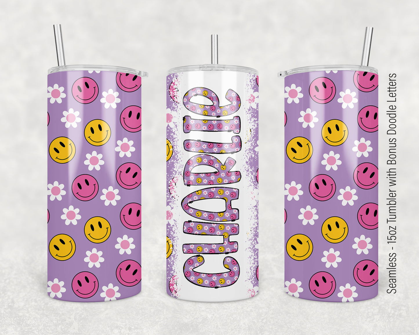 15oz Tumbler Wrap with Matching Doodle Letters, Hand drawn Alphabet, Kids Tumbler Sublimation PNG - Pattern 162