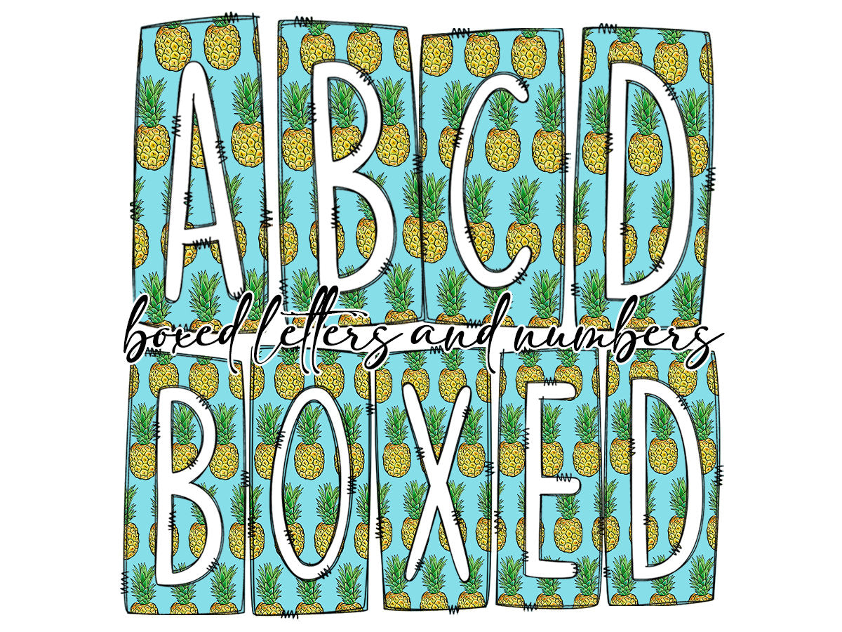 Pineapple Box Doodle Letters, Western Hand Drawn Doodle Alphabet Set, Sublimation Designs PNG - 1588