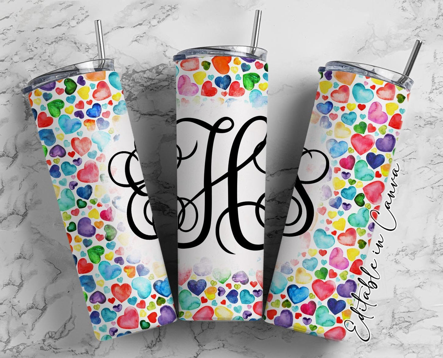 EDITABLE Autism Monogram 20oz Straight Tumbler Wrap Designs, Make Your Own Custom Peronalized Design, Easy Canva Tempalte