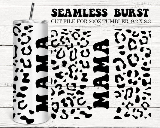 Mama Burst Tumbler Template, Leopard Print Seamless Burst Template, Cheetah Peekaboo Designs, Scratch Tape, Glitter Tumbler Designs DXF