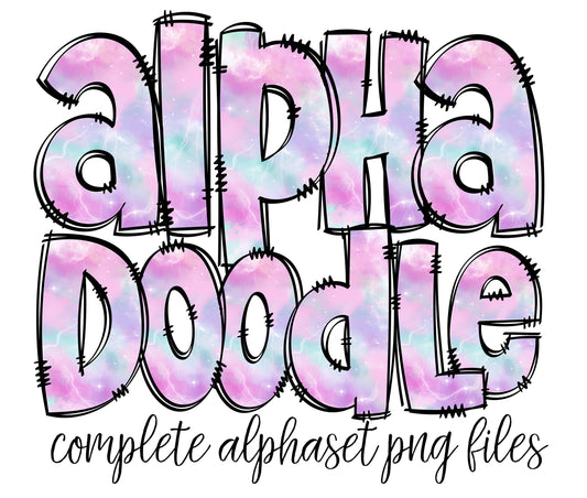 Pink Pastel Sky Alphapack, digital alphabet, printable alphabet, doodle font, doodle alphabet, alpha pack doodle, Hand Drawn Letters