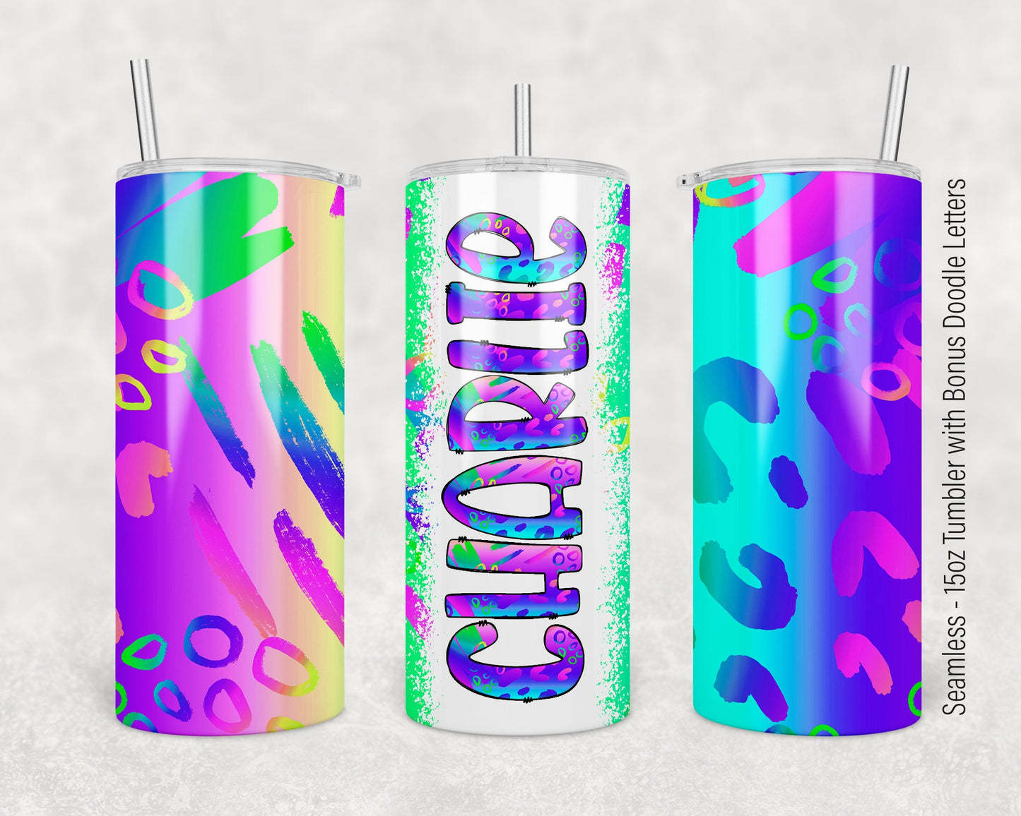 15oz Tumbler Wrap with Matching Doodle Letters, Hand drawn Alphabet, Kids Tumbler Sublimation PNG - Pattern 153