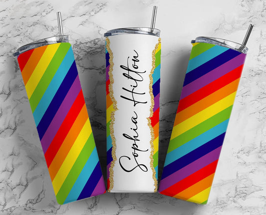 Rainbow Seamless Add Your Own Text, Seamless Tumbler, 20oz Seamless Tumbler Designs, tumbler png, Skinny tumbler, Seamless Tumbler