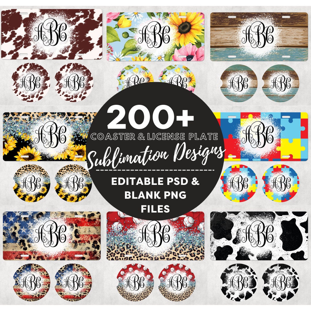 200+ Licence Plate & Car Coaster Bundle with Editable PSD Monograms, Car Sublimation, Dropbox Drive, Sublimation Designs, Car Coasters PNG (2023-01-04 07.47.29)