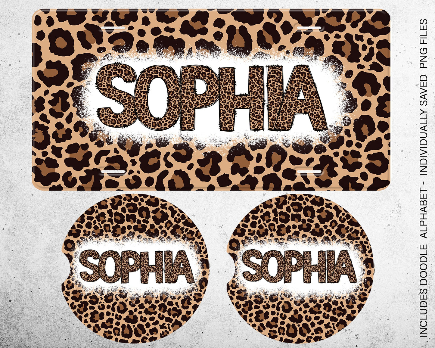 Sublimation License Plate with Doodle Letters to Add Your Own Name, Car Coaster PNG - DESIGN 1