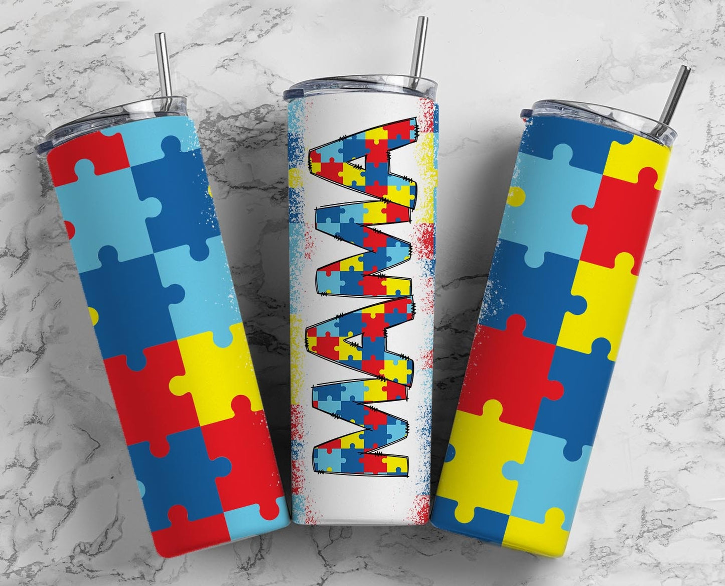 Autism Mama Seamless 20oz Sublimation Tumbler, Mothers Day Straight tumbler, Mama Tumbler, Seamless Tumbler Mom Tumbler Wrap PNG