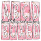 Pink Gold Stars Box Doodle Letters, Western Hand Drawn Doodle Alphabet Set, Sublimation Designs PNG - 2116