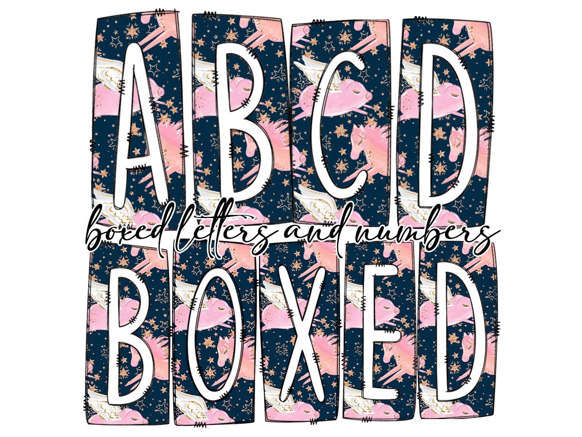 gs Fly Box Doodle Letters, Western Hand Drawn Doodle Alphabet Set, Sublimation Designs PNG - Pi135