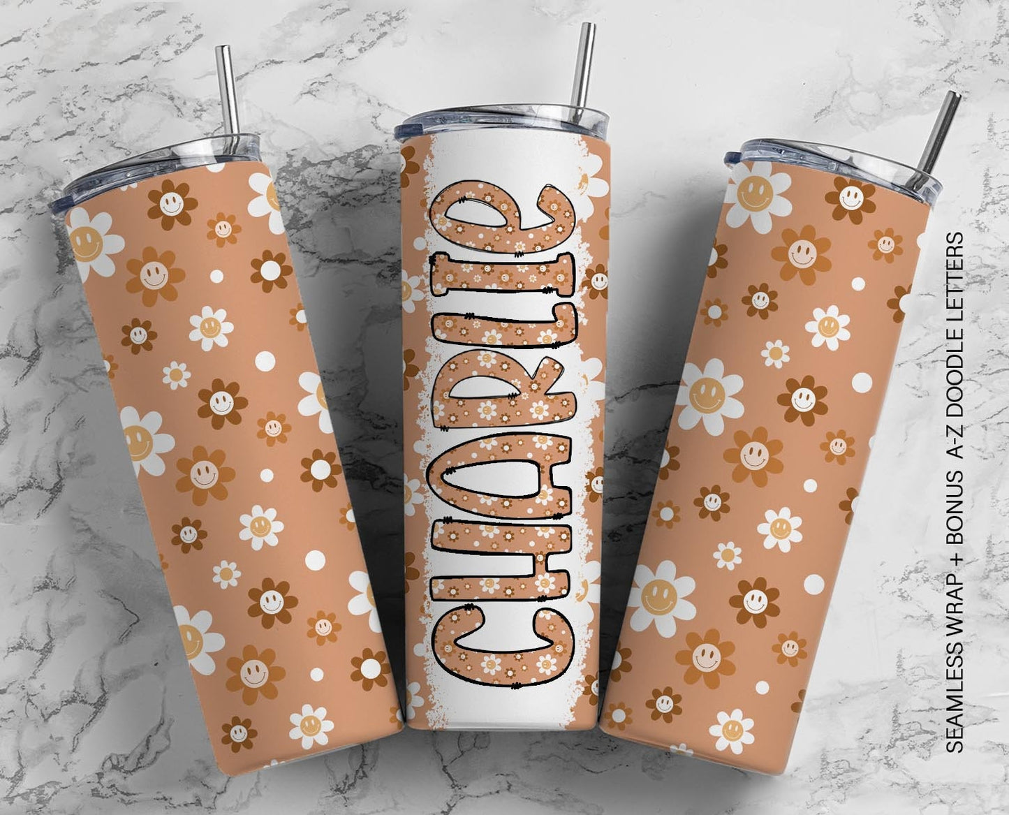 20oz Tumbler Wrap with Matching Doodle Letter Alphabet PNG DESIGN 92