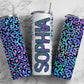 Neon Doodle Letters with Matching Tumbler Template, Leopard Doodle Alphabet Font PNG, 20 oz Tumbler, Sublimation, Waterslide Designs