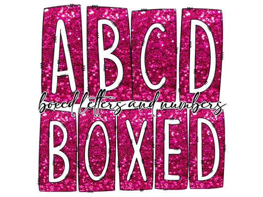 Bright Pink Glitter Box Doodle Letters, Western Hand Drawn Doodle Alphabet Set, Sublimation Designs PNG - 186 PATTERN