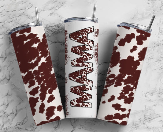 Brown Cow Hide Print Mama Seamless 20oz Sublimation Tumbler, Mothers Day Straight tumbler, Mama Tumbler, Seamless Tumbler Mom Wrap PNG