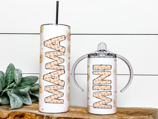 Mama and Mini Tumblers Sublimation Designs, Mother Daughter Tumbler Wrap DESIGN 126