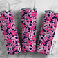 Pink Flowers Pattern 20oz Tumbler Wrap, Seamless Skinny Tumbler, Sublimation Design PNG - 359