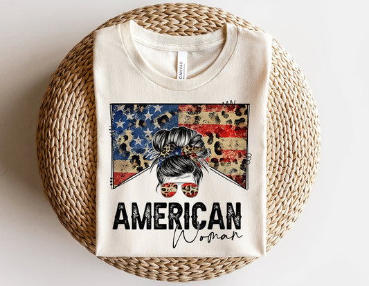 USA American WOMAN Sublimation Design, Country Mama, Western Sublimation Designs, Instant Download, Mom Bun, Messy Bun PNG