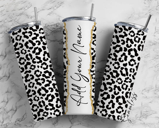 Glitter Leopard Print Add Your Own Name, 20oz Sublimation Tumbler Designs, Skinny Tumbler Wraps Template - 23 PATTERN