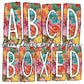 Fall Floral Leaves Autumn Box Doodle Letters, Western Hand Drawn Doodle Alphabet Set, Sublimation Designs PNG - 1816