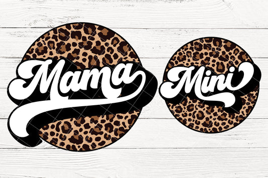 Brown Leopard Mama Mini Sublimation Design Bundle, Family Mothers Day PNG, Mommy and Me, Retro Vintage Mom life, Mothers Day Shirt