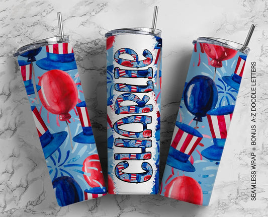 20oz Tumbler Wrap with Matching Doodle Letter Alphabet PNG DESIGN 49