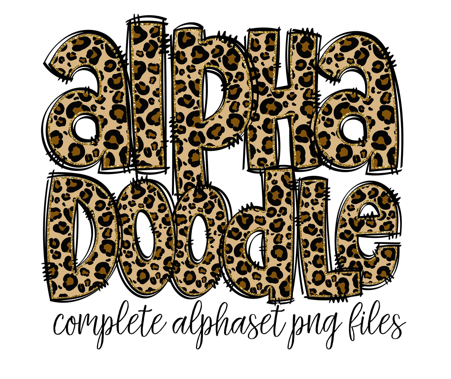 Brown Leopard Print Alphabet Letters PNG Bundle, Leopard Print Animal Print, Hand Drawn Alphabet Doodle, Sublimation Alpha Set Designs PNG