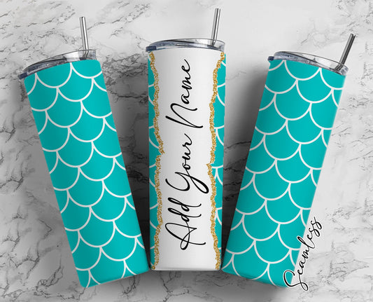 Mermaid Scales Add Your Own Name, 20oz Sublimation Tumbler Designs, Skinny Tumbler Wraps Template - 349 PATTERN