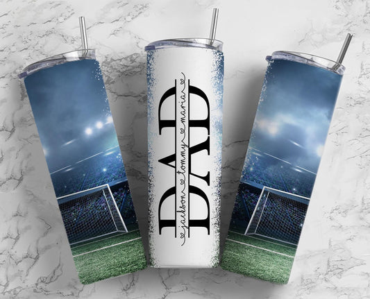 Soccer Dad Tumbler Wrap, Seamless Tumbler for Dad, 20oz Tumbler design, Fathers Day Tumbler, Man Tumbler, Split Add Kids Names PNG