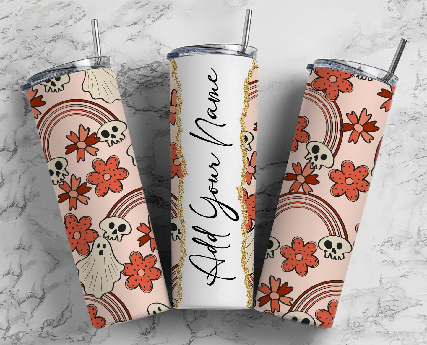 Retro Boho dd Your Own Text Name Monogram Sublimation Tumbler Designs Wrap - 20oz Skinny Tumbler Wraps Templates - PNG 50 PATTERN