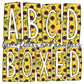 Sunflower Box Doodle Letters, Western Hand Drawn Doodle Alphabet Set, Floral YellowSublimation Designs PNG - 15 PATTERN