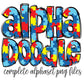 Autism Alphabet Letters PNG Bundle, Autistic Awareness Print Autism Mama, Hand Drawn Alphabet Doodle, Sublimation Alpha Set Designs PNG