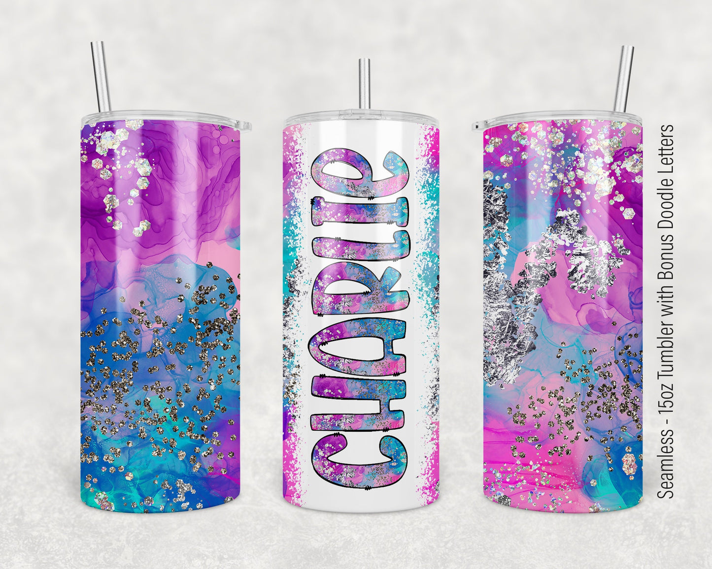 15oz Tumbler Wrap with Matching Doodle Letters, Hand drawn Alphabet, Kids Tumbler Sublimation PNG - Pattern 168