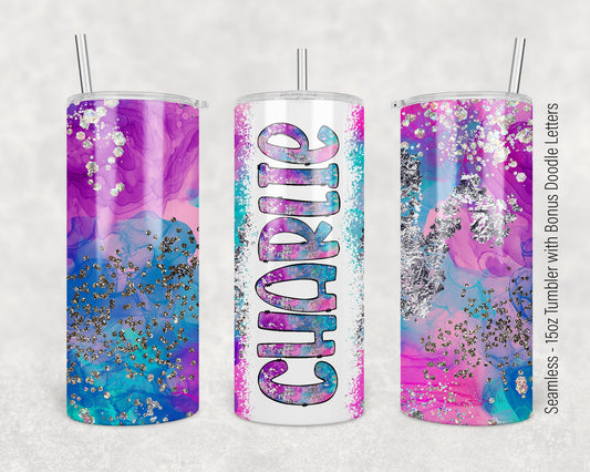 15oz Tumbler Wrap with Matching Doodle Letters, Hand drawn Alphabet, Kids Tumbler Sublimation PNG - Pattern 168